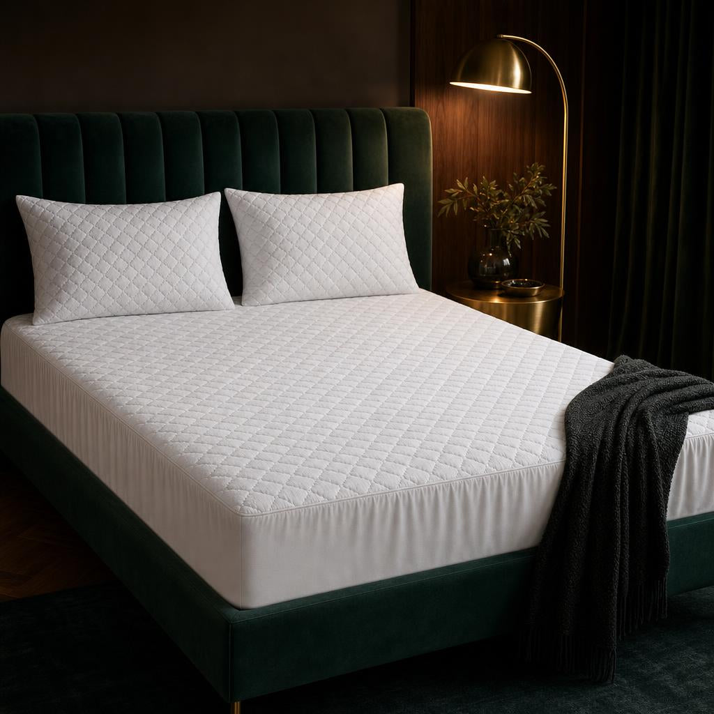 Combo Protector de Colchón 80% Impermeable + Protectores de Almohada